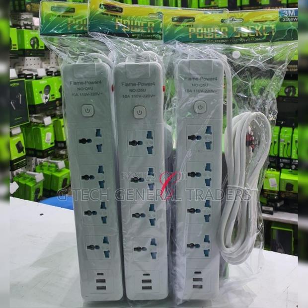 Extension!Flame-Powered 4 Way Extension/Usb Port,3m Cable - main view