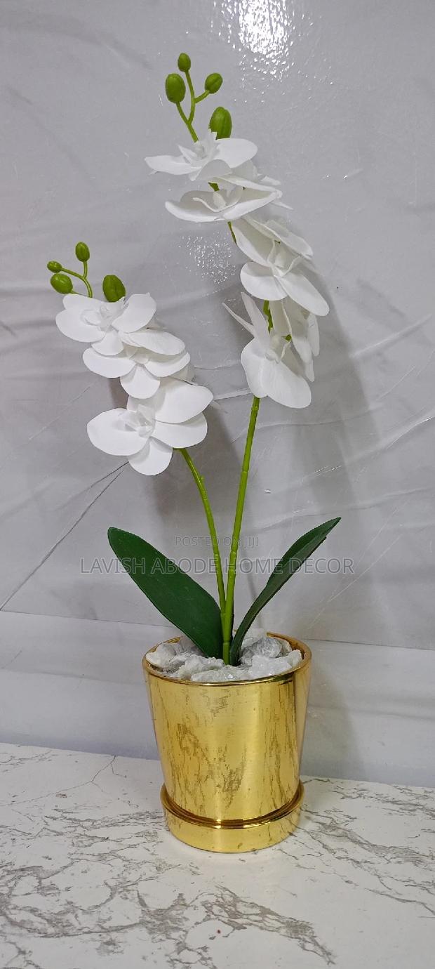 Orchid Flower Decorative Flower Gold Vase