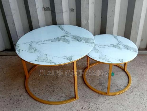 Glass Effect Marble Nesting Coffee Table -White - main view