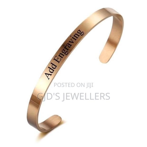Engraved Name Rosegold Plated Cuff Bracletes - thumbnail 2