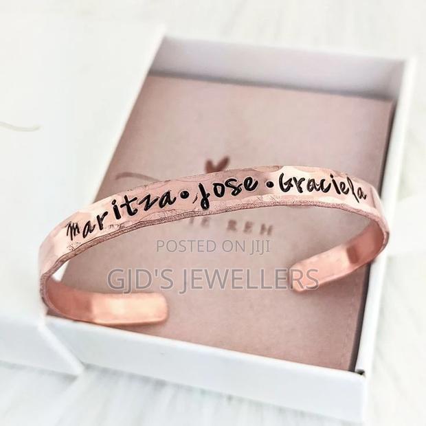 Engraved Name Rosegold Plated Cuff Bracletes