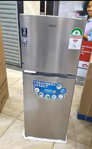 £Amazing Silver Inox Mika 138 Liters Double Door Fridge