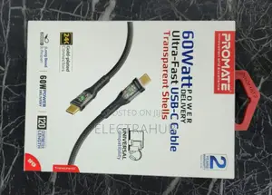 Promate 60W Ultra-Fast USB-C Cable With Transparent Shells