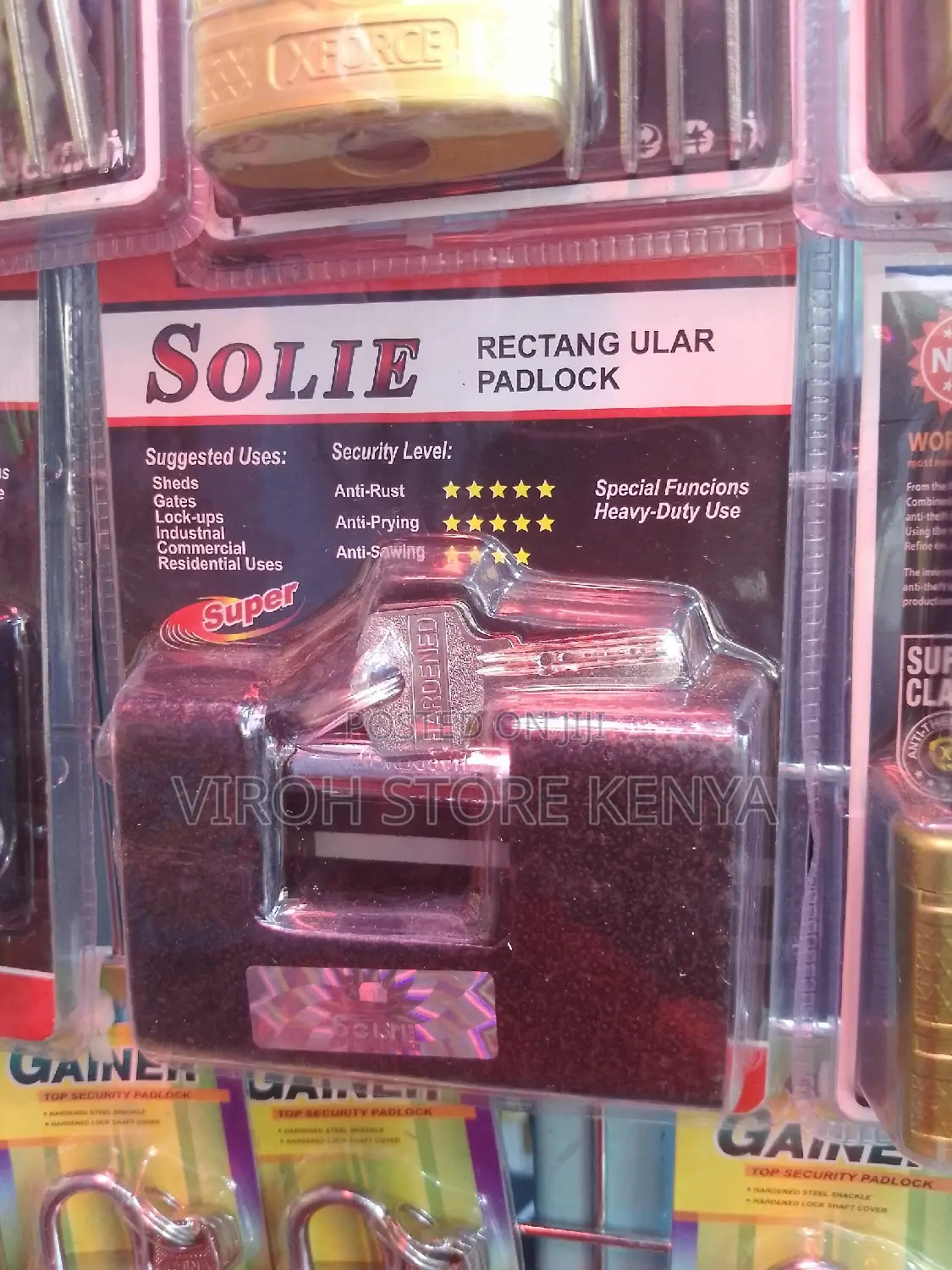 Solit Rectangular Padlock 3 Keys Gate Padlock