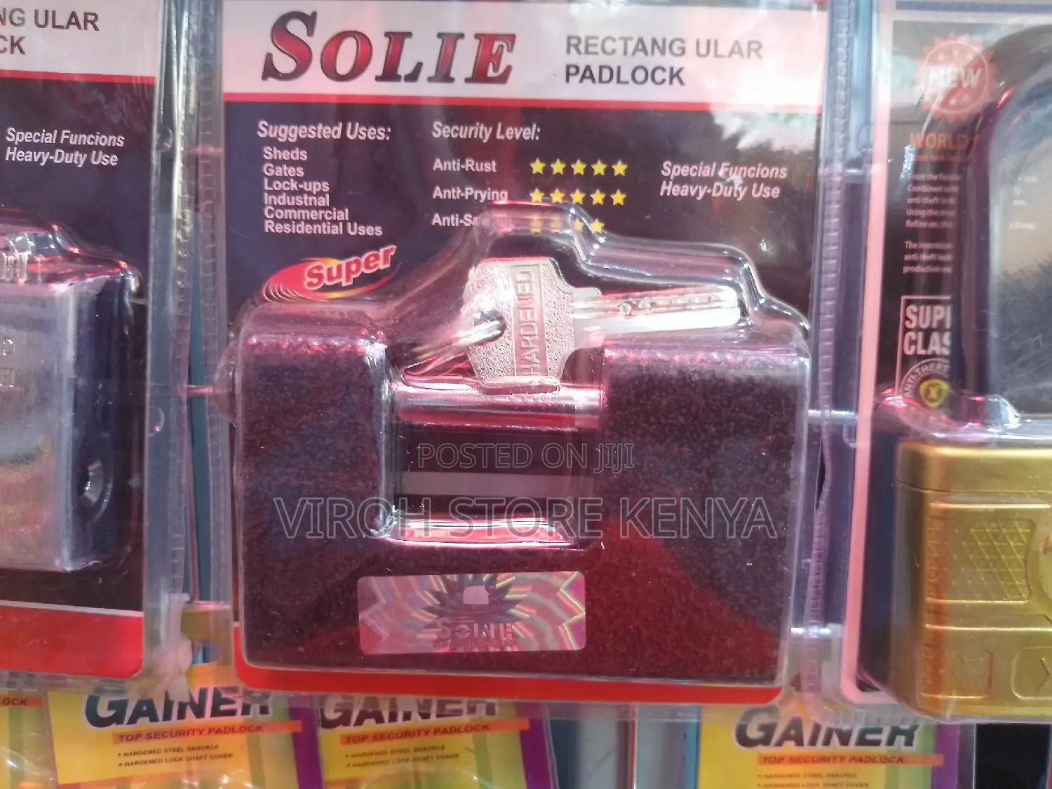 Solit Rectangular Padlock 3 Keys Gate Padlock