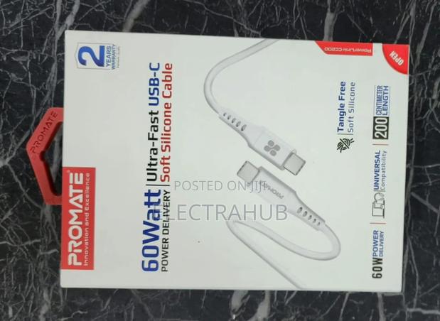 Promate 60W USB-C to USB-C Data and Charge Cable - thumbnail 2