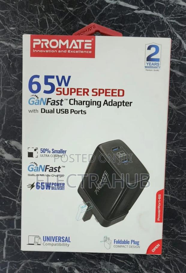 Promate Powerport-65 Dual USB-C 65W Gan Charger