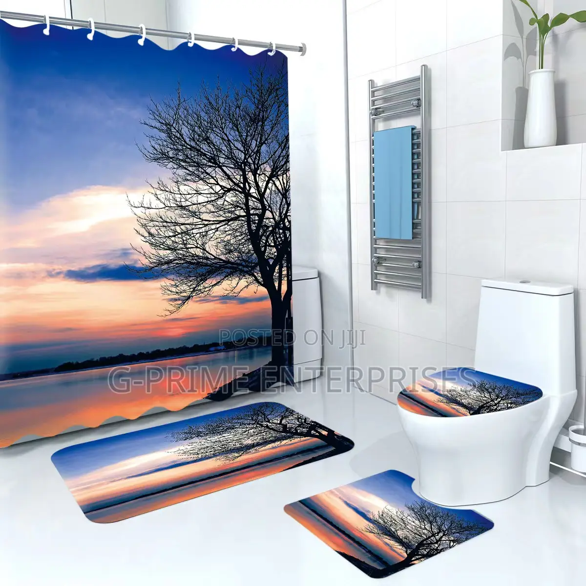 Shower Curtain With Toilet Mats