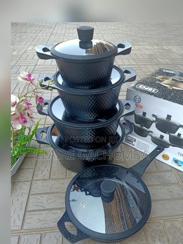 Nonstick 10 PCS Silicon Bosch Cookware Set Grey Black - main view