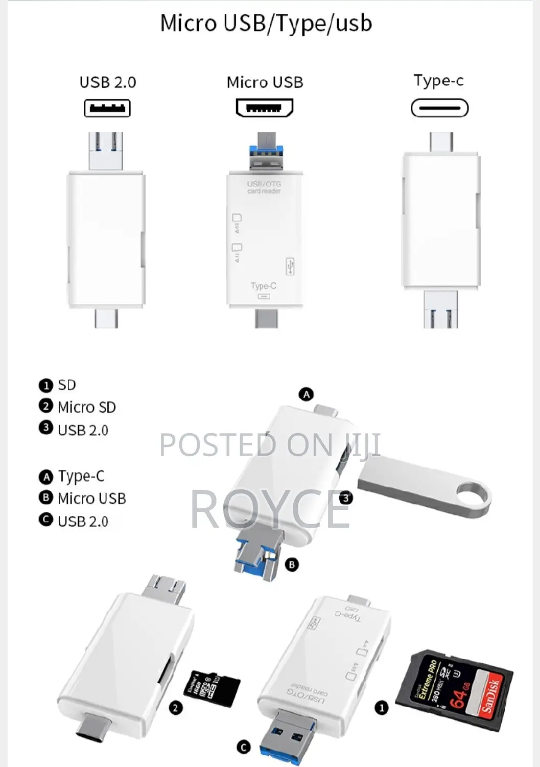 6 in 1 OTG Card Reader