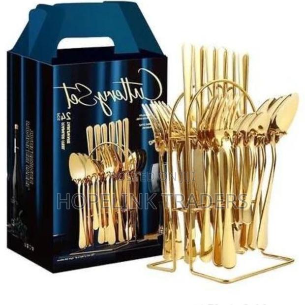 Cutlery Spoon Fork 24 PCS Set Golden - main view