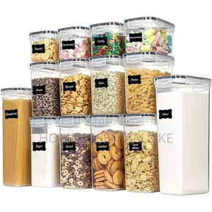 14pcs Bpa Free Airtight Plastic Containers With Sticker +Pen