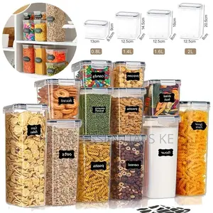 14pcs Bpa Free Airtight Plastic Containers With Sticker +Pen