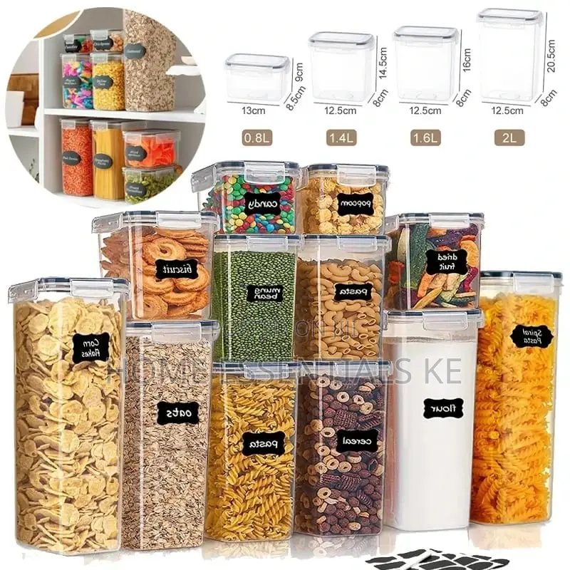 14pcs Bpa Free Airtight Plastic Containers With Sticker +Pen