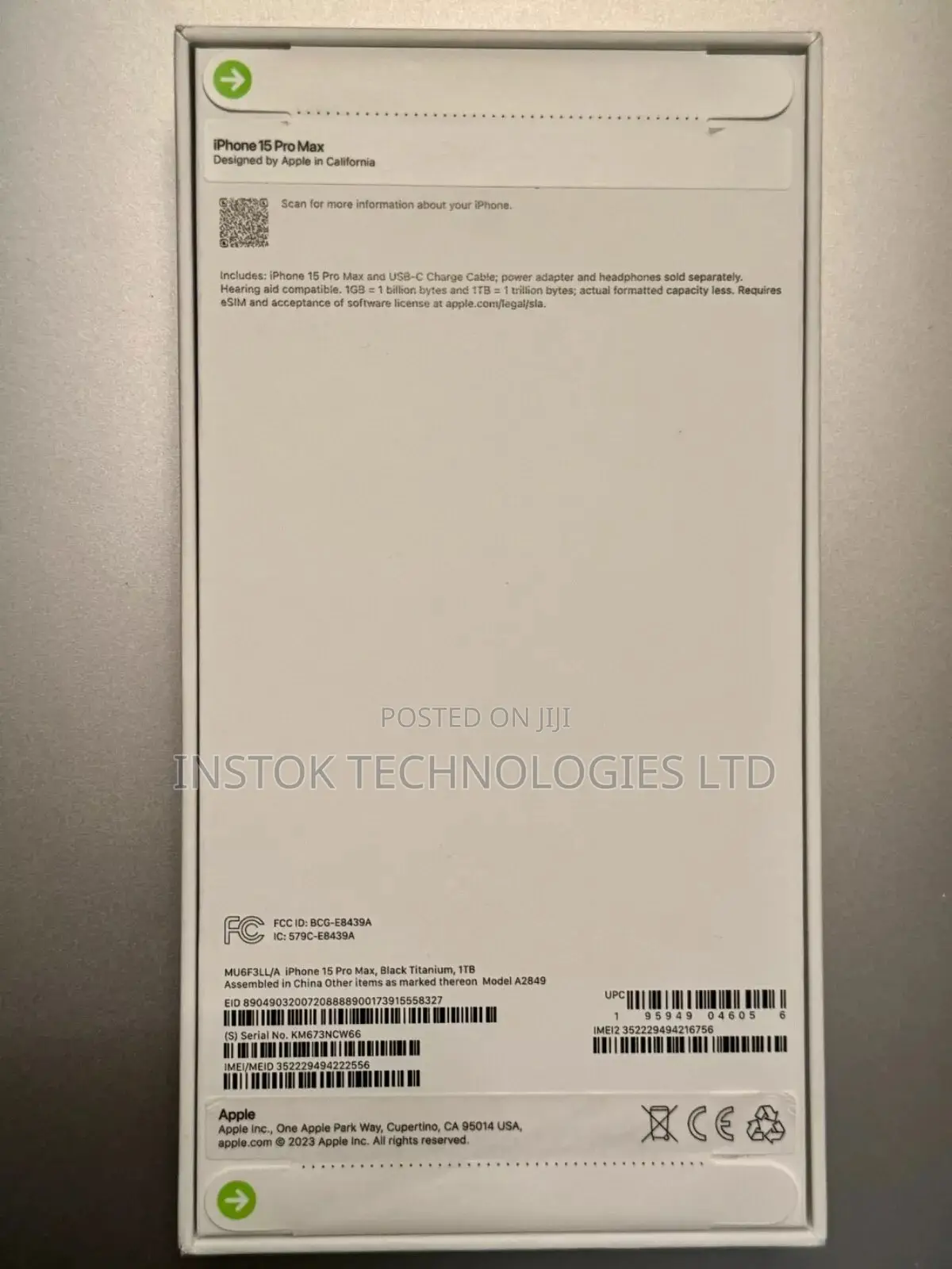 New Apple iPhone 15 Pro Max 256 GB Black