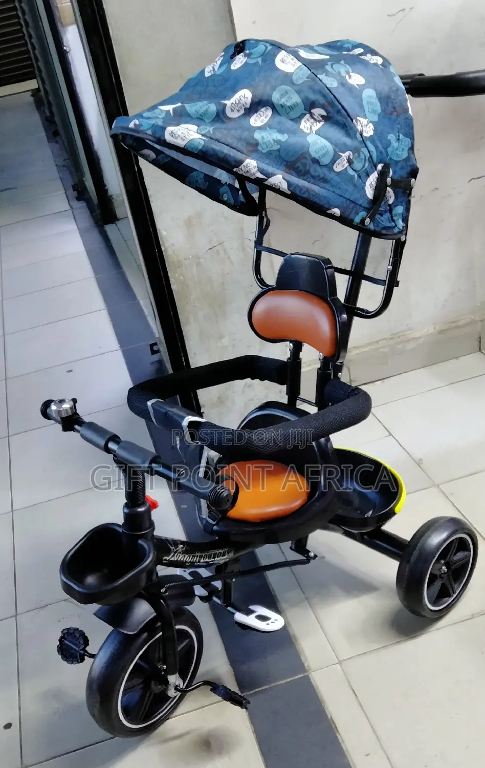 Kids Push Handle Tricycle With a Canopy (Shade)For Kids