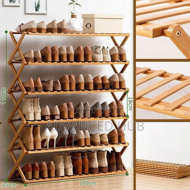 6 Layer Foldable Bamboo Shoerack