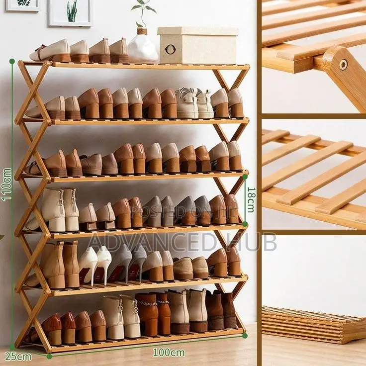 6 Layer Foldable Bamboo Shoerack