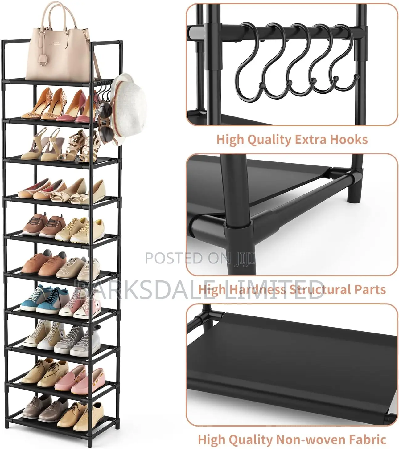 Tall Shoe Rack 8-Tier Shelf Storage Corner Rack Organizer