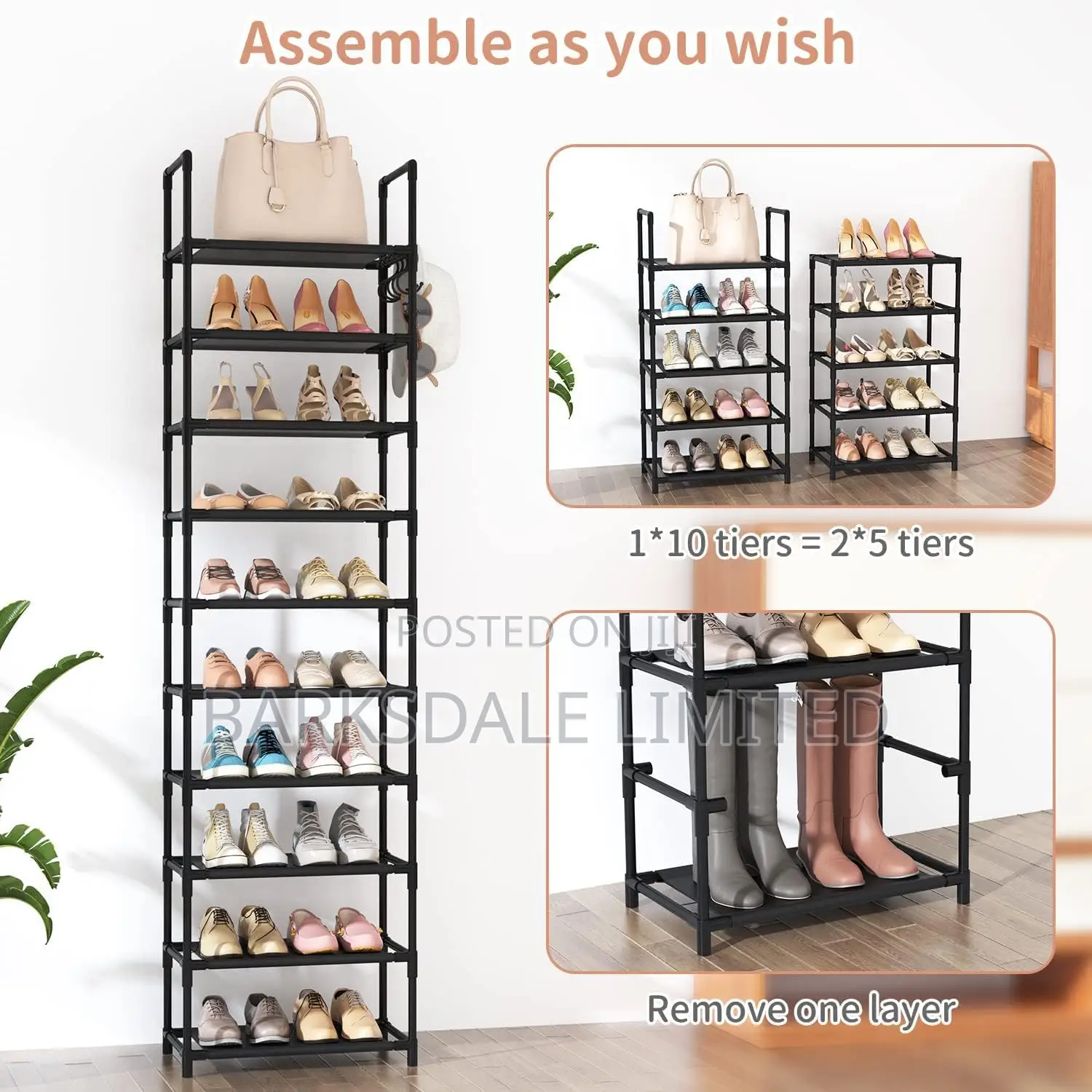 Tall Shoe Rack 8-Tier Shelf Storage Corner Rack Organizer