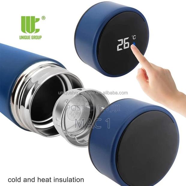 Thermal Flask With Thermometer Hugh Quality Matte Finish