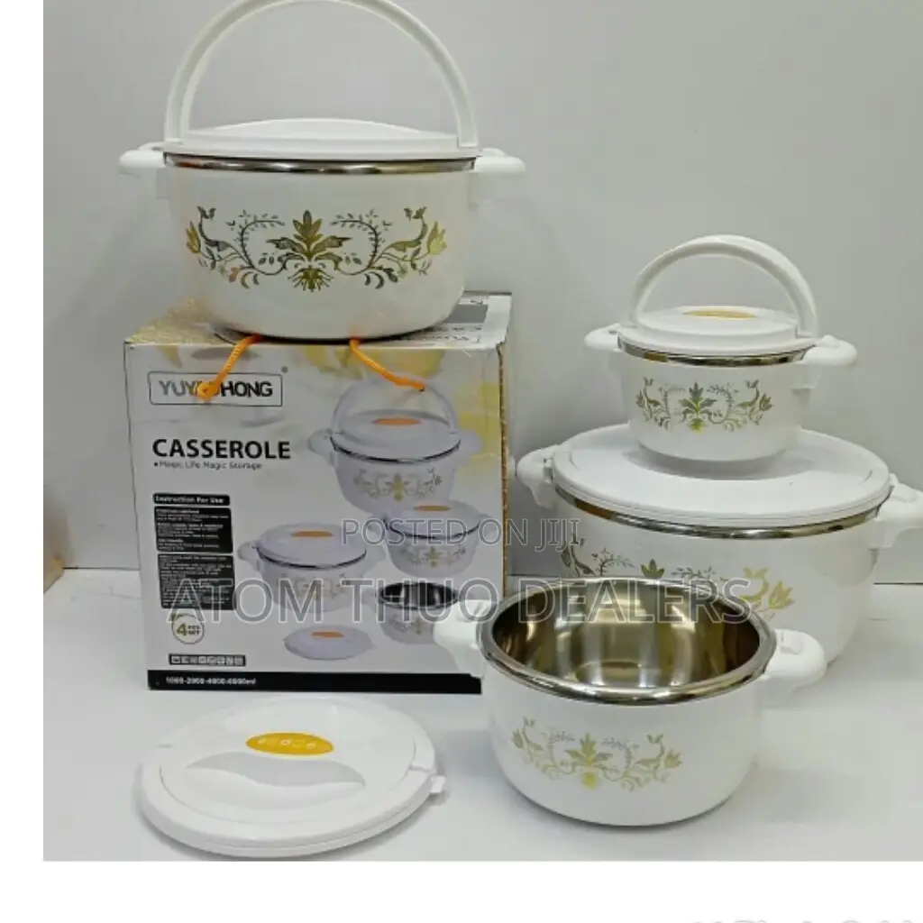 New 4 PCS Set of White Casserole Hot Pots.