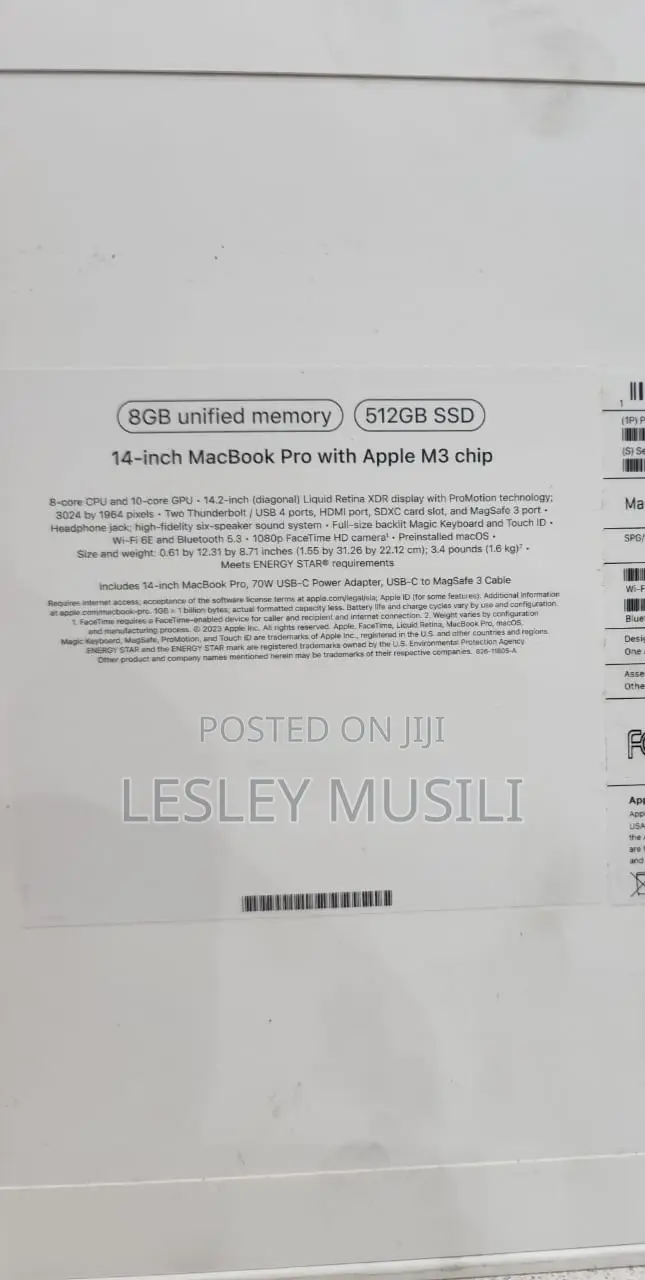 New Apple MacBook Pro 2023 M3 Pro 14-Inch 8GB Apple M3 Pro SSD 512GB