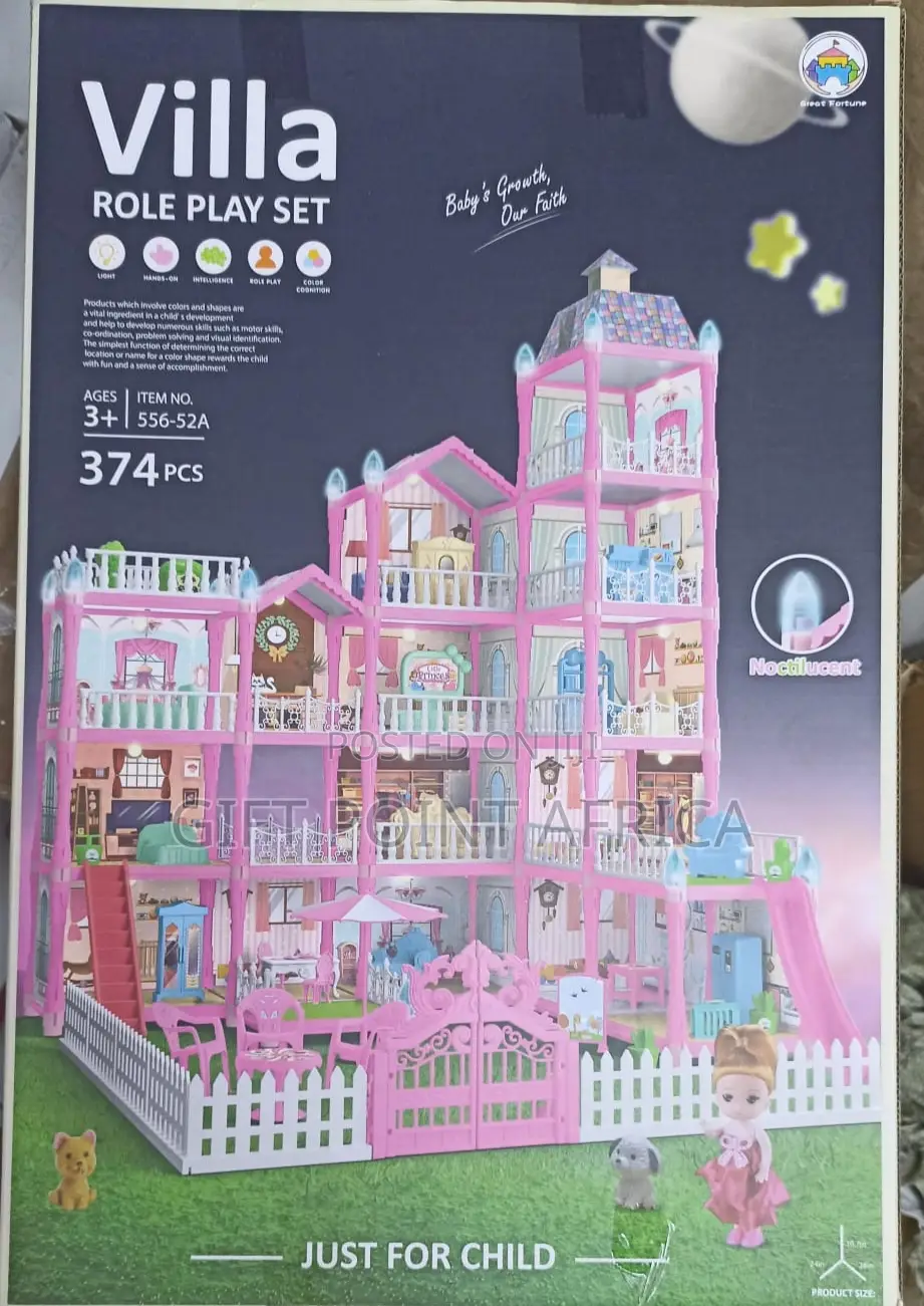 374 Pieces Doll House Play Set for Kids