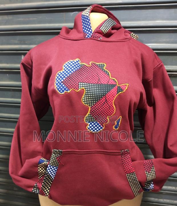 Maroon African Dashiki Hoodie
