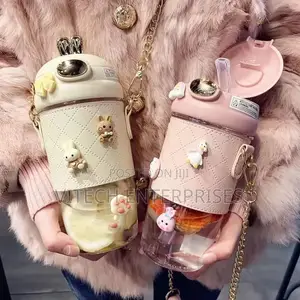Unique Rabbit Ear Water Bottle Cup With Straw