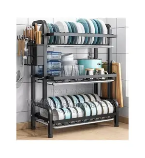 Heavy Duty Black and Black Gold 3 Tier Dish Rack