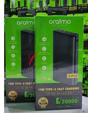 Oraimo 15 Flash 20,000mah Power Bank With Type C IN/OUT