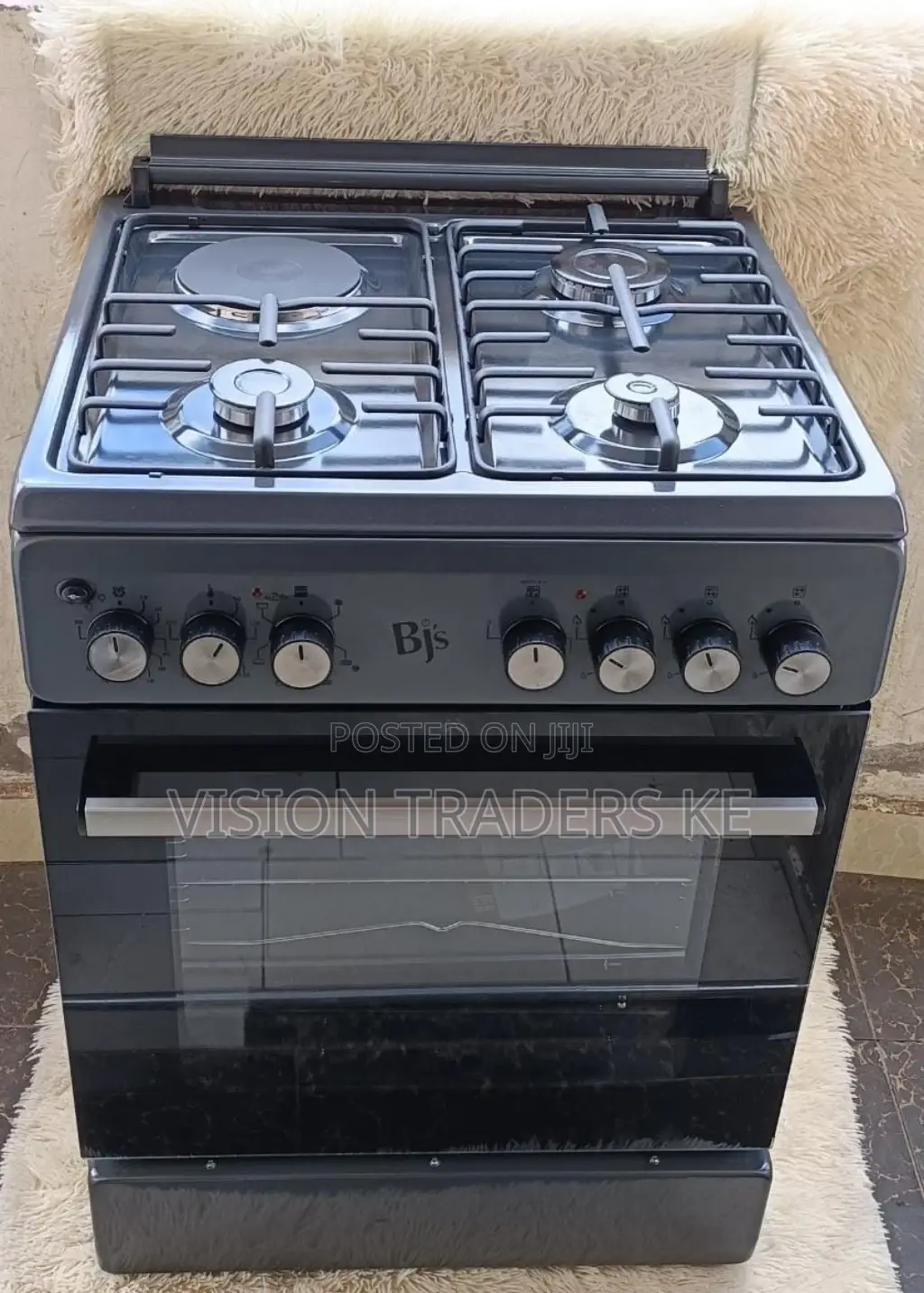 BJS Cooker ﻿60*60 3g+1e Cooker With Turbo-Electric Oven.Grey