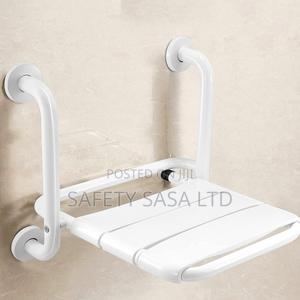 Folding Shower Seat Wall Mounted With Grab Bar - thumbnail 2