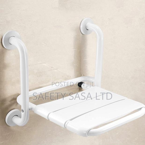 Folding Shower Seat Wall Mounted With Grab Bar - main view