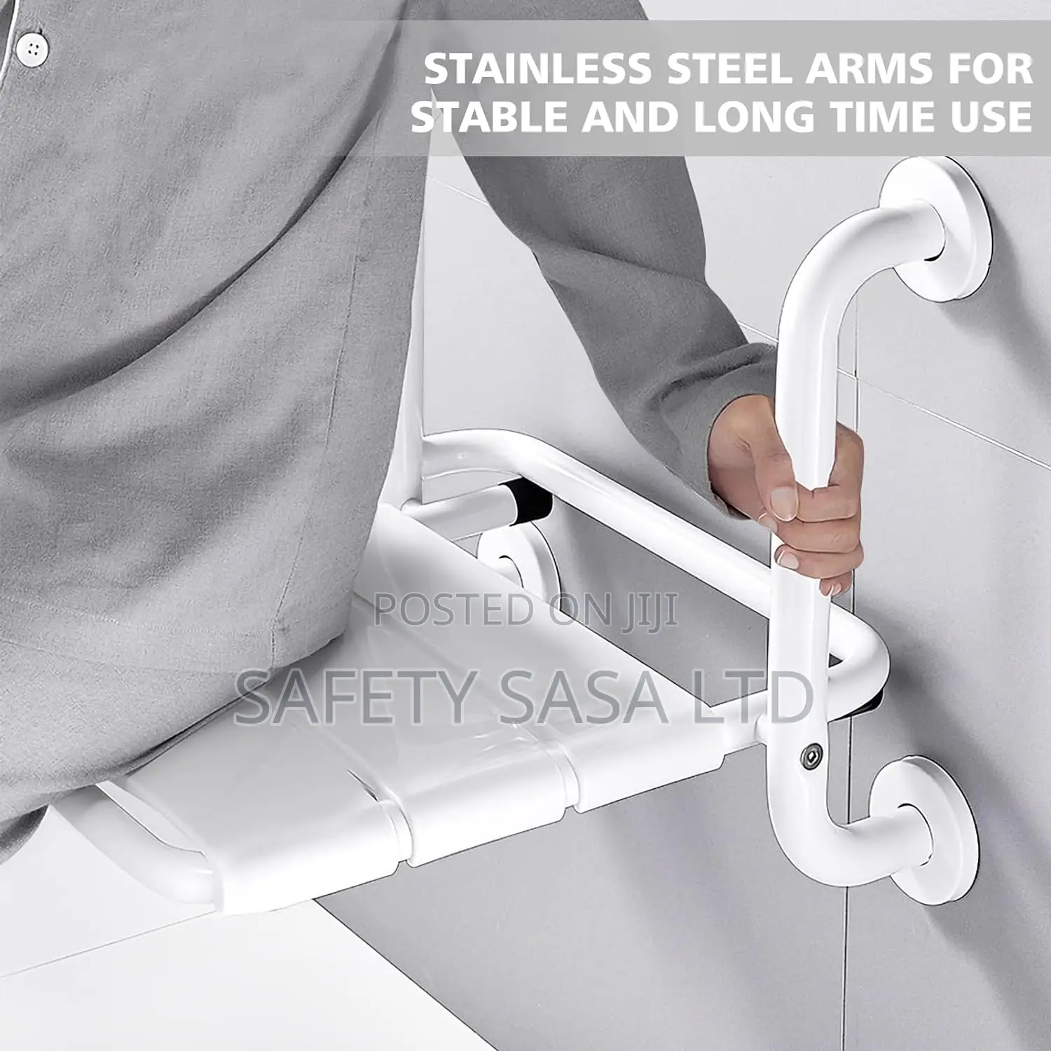Folding Shower Seat Wall Mounted With Grab Bar
