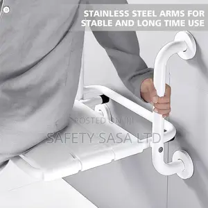 Folding Shower Seat Wall Mounted With Grab Bar