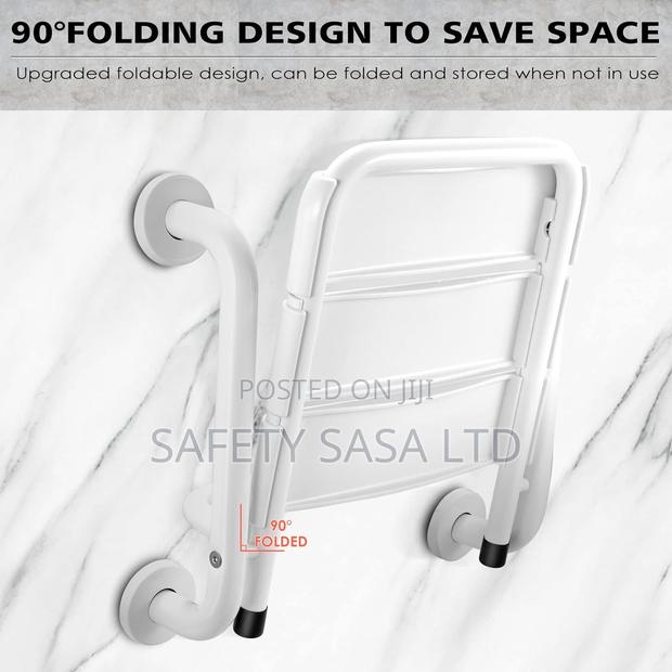 Folding Shower Seat Wall Mounted With Grab Bar - thumbnail 4