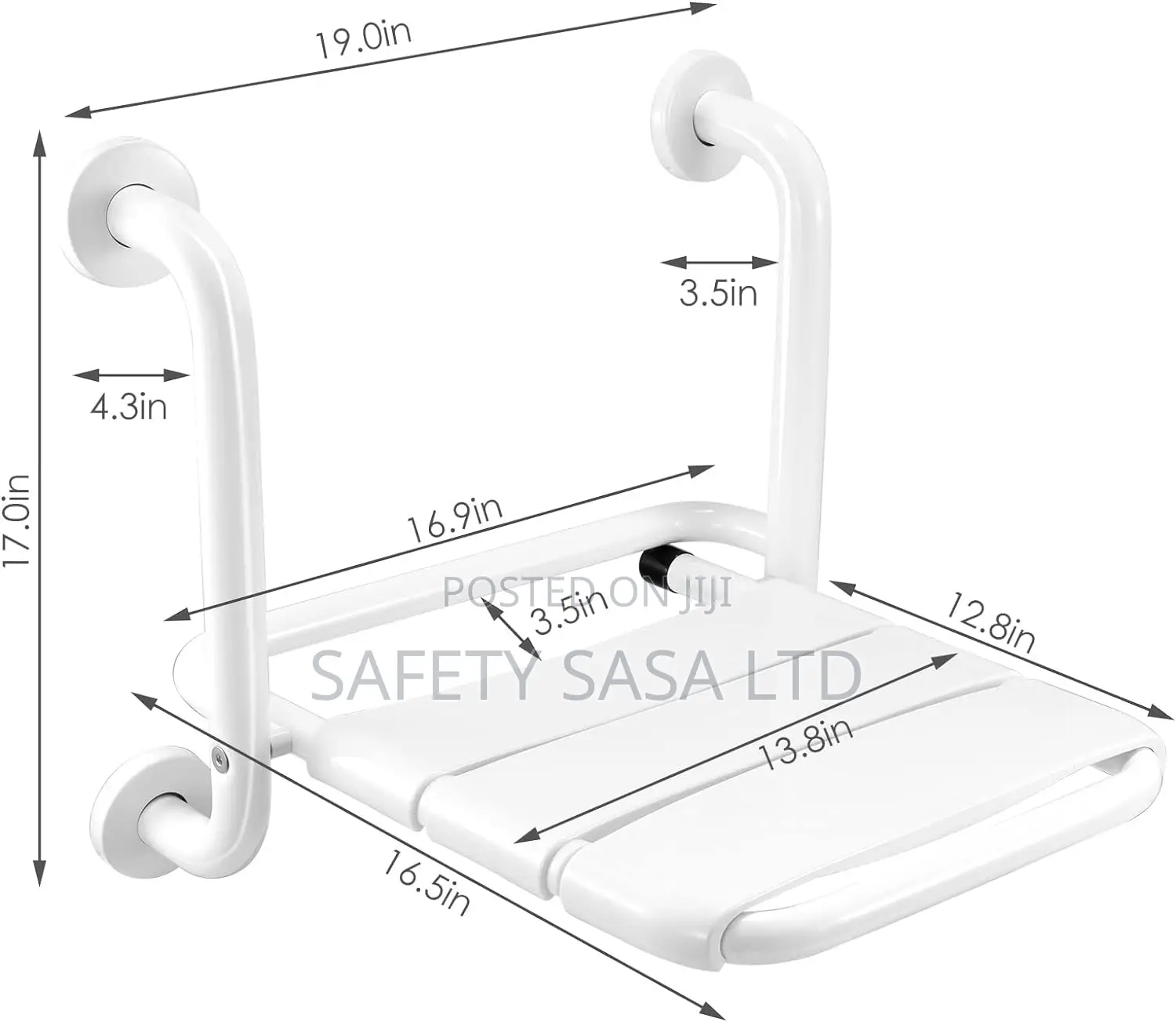 Folding Shower Seat Wall Mounted With Grab Bar
