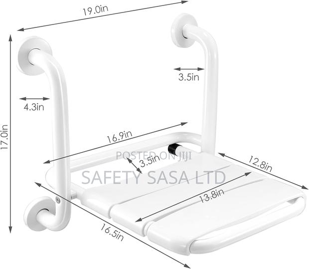Folding Shower Seat Wall Mounted With Grab Bar - thumbnail 5