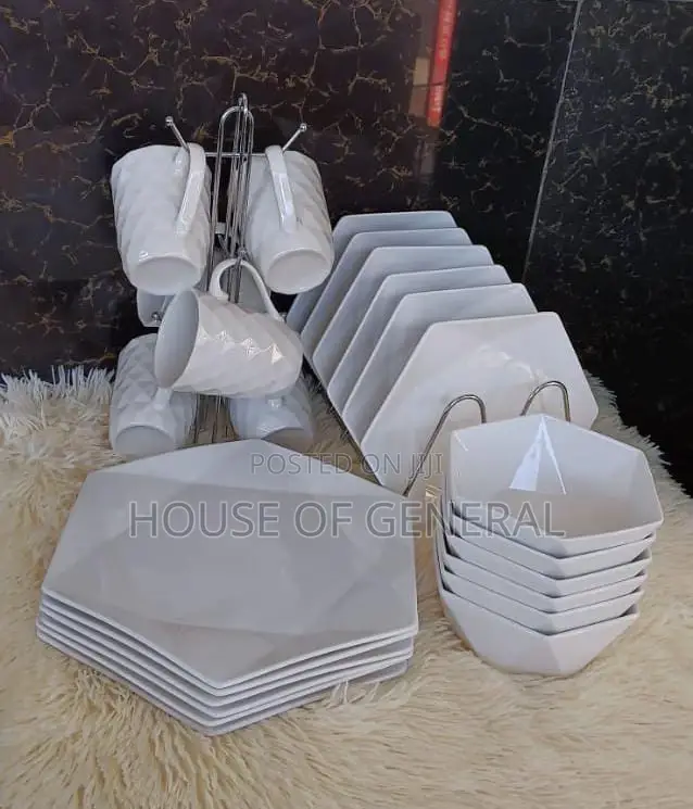 24pc Hexagonal Ceramic Dinner Set