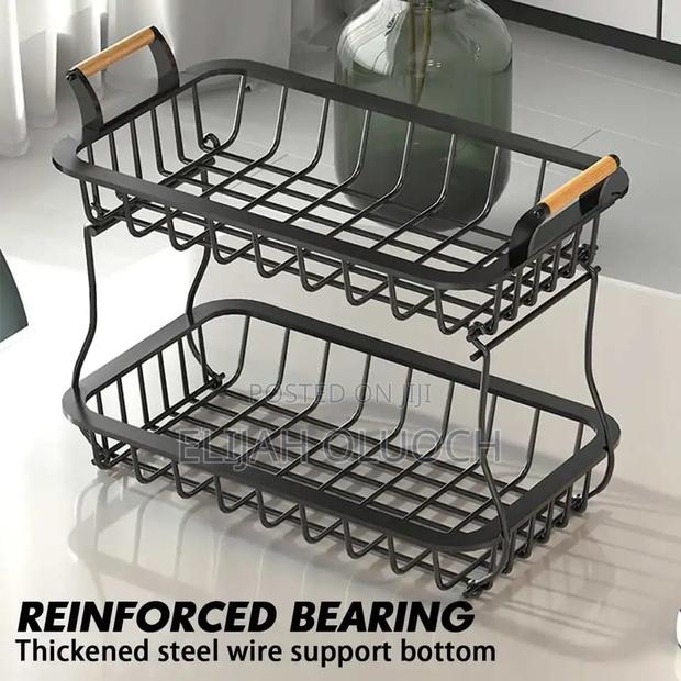 2 Tier Detachable Metallic Fruit/Vegetable Basket/Rack - thumbnail 4