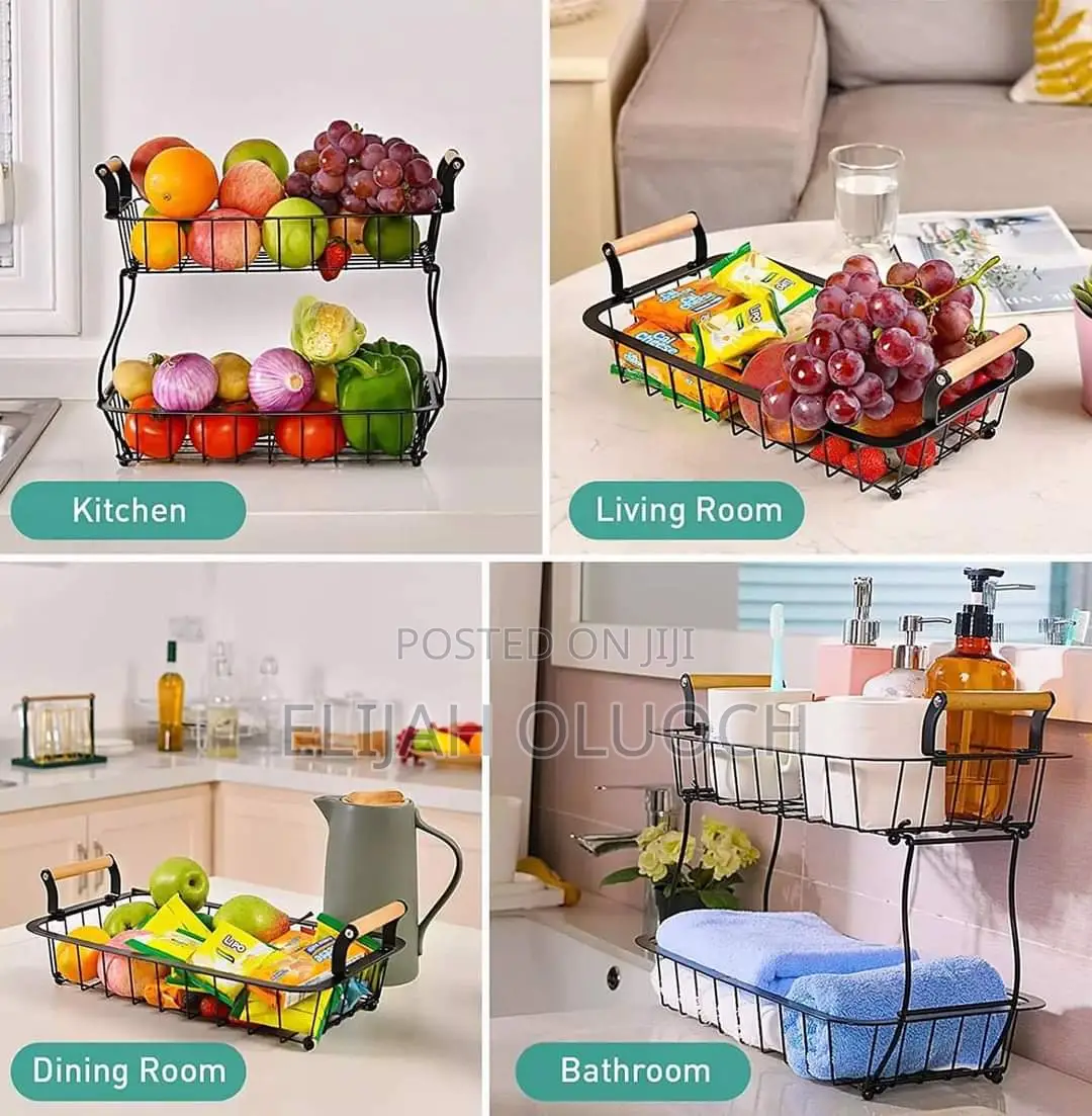 2 Tier Detachable Metallic Fruit/Vegetable Basket/Rack