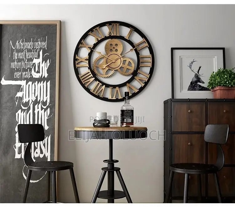 3D Roman Vintage Gear Pocket Wall Clock