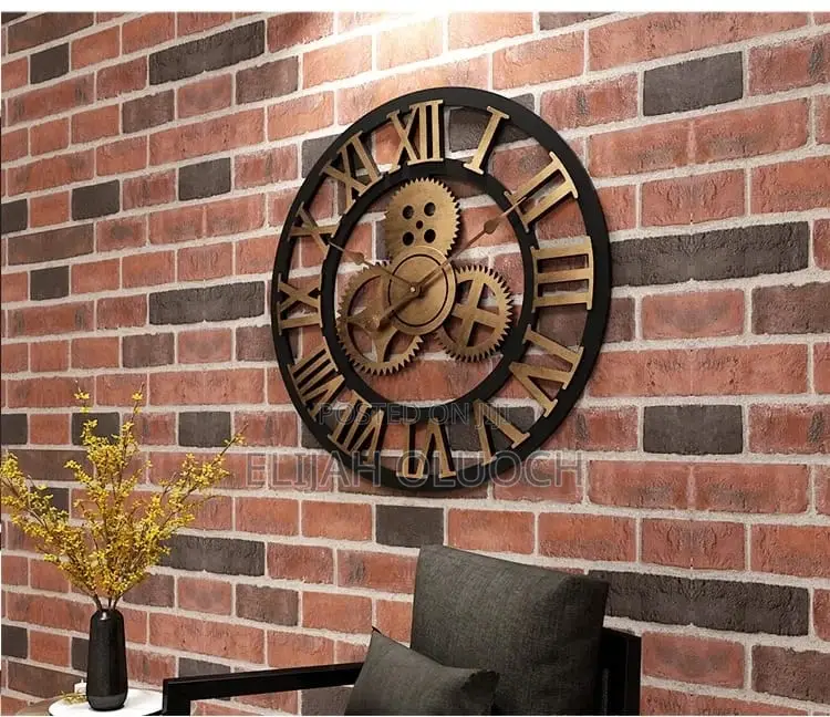 3D Roman Vintage Gear Pocket Wall Clock