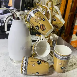 6pcs Coffee Mugs 430 Ml and Flask