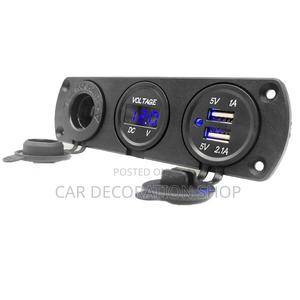 Dual USB Port Blue Led Voltmeter 12v/24v Cigarettes Port - thumbnail 2