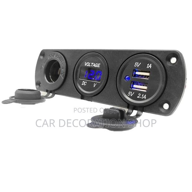 Dual USB Port Blue Led Voltmeter 12v/24v Cigarettes Port - main view
