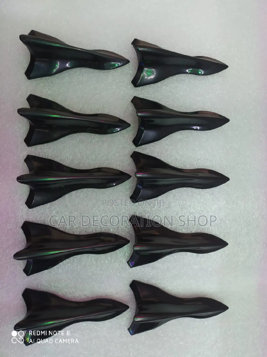 10pc Gloss Black Roof Shark Decoration Antennae