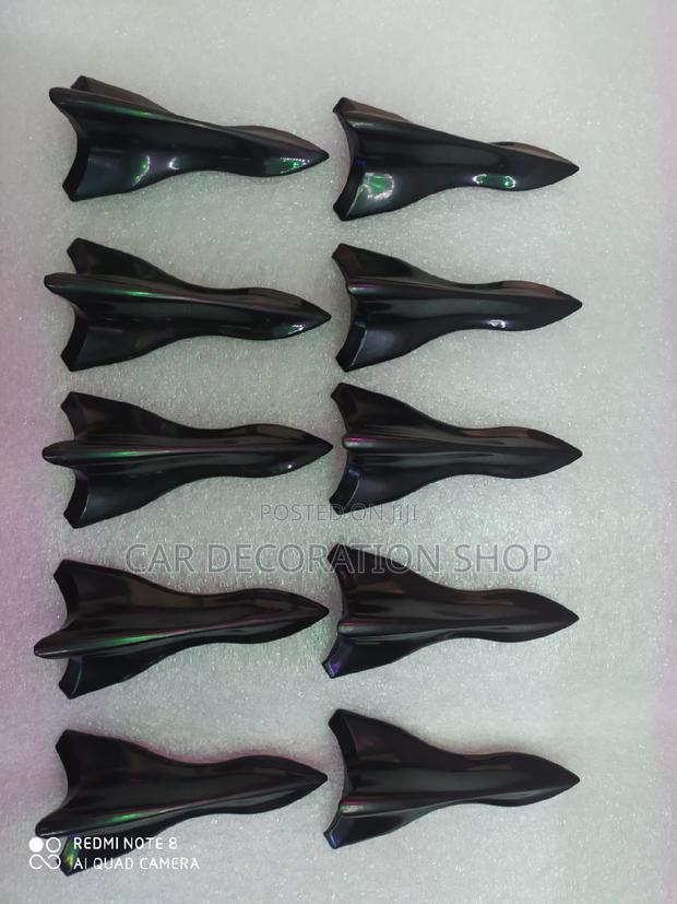 10pc Gloss Black Roof Shark Decoration Antennae
